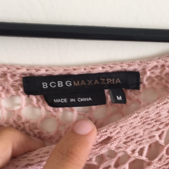 BCBG Maxazria Fringe Cable Knit Sweater in Pink - Picture 3 of 3